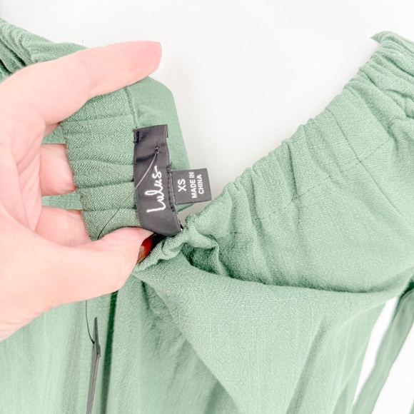 Lulu's Al Fresco Evenings Olive Green Off-the-Shoulder Dress - Picture 5 of 9